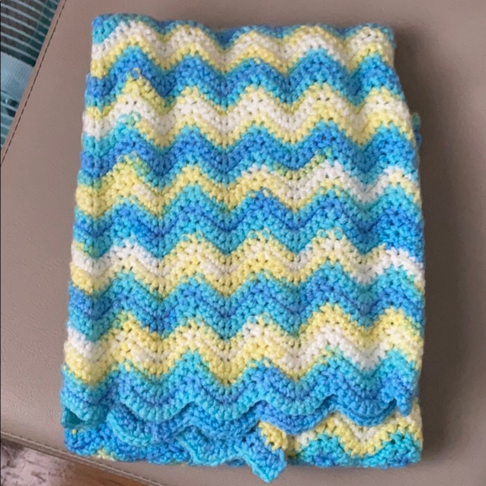 Blue, Yellow, White Baby Blanket